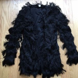 black shaggy tasseled cardigan (NEW!)